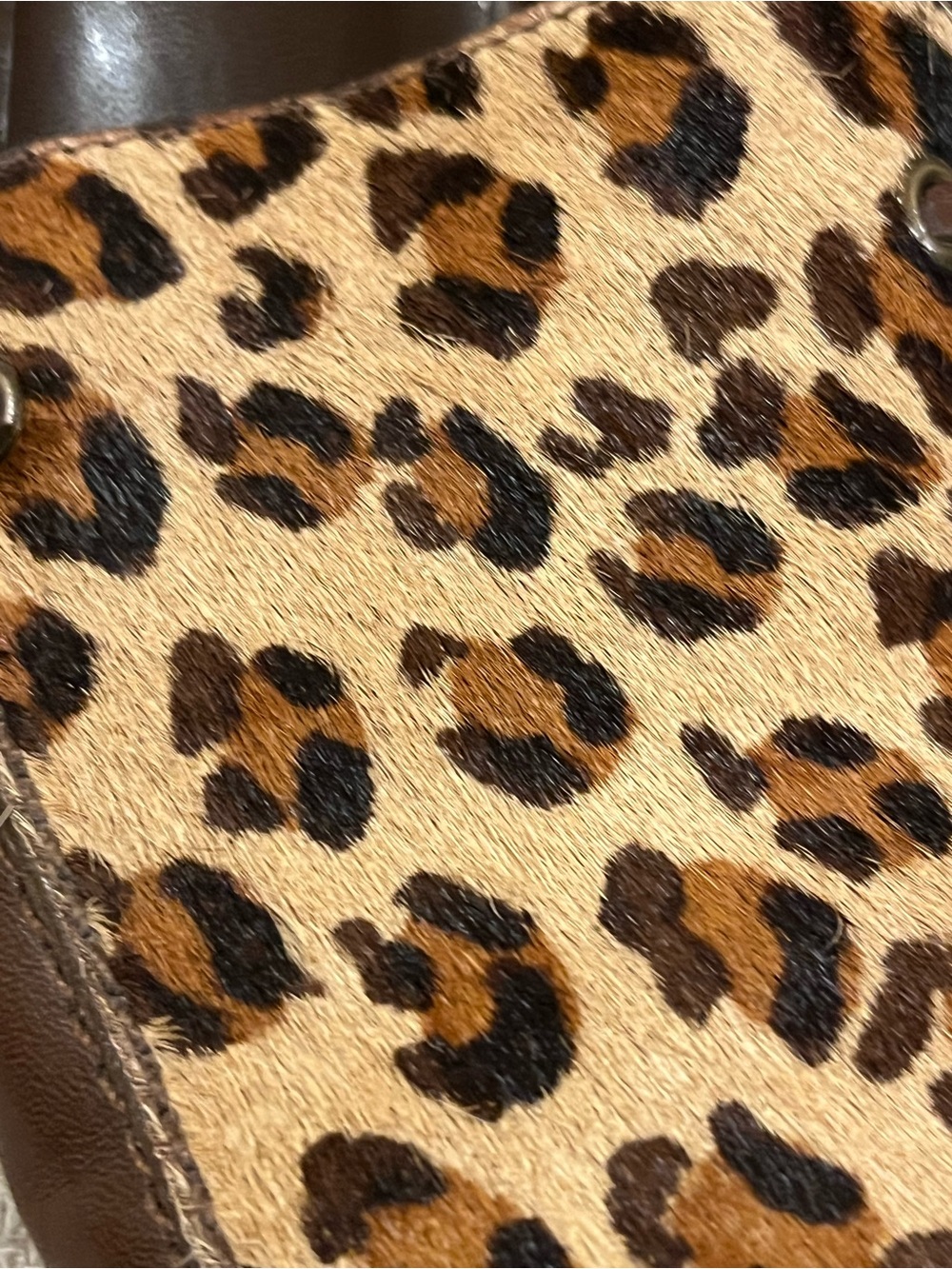 Franco Sarto kitten heel mules. Leather & leopard print calf hair. Brown. 8 - Picture 5 of 12